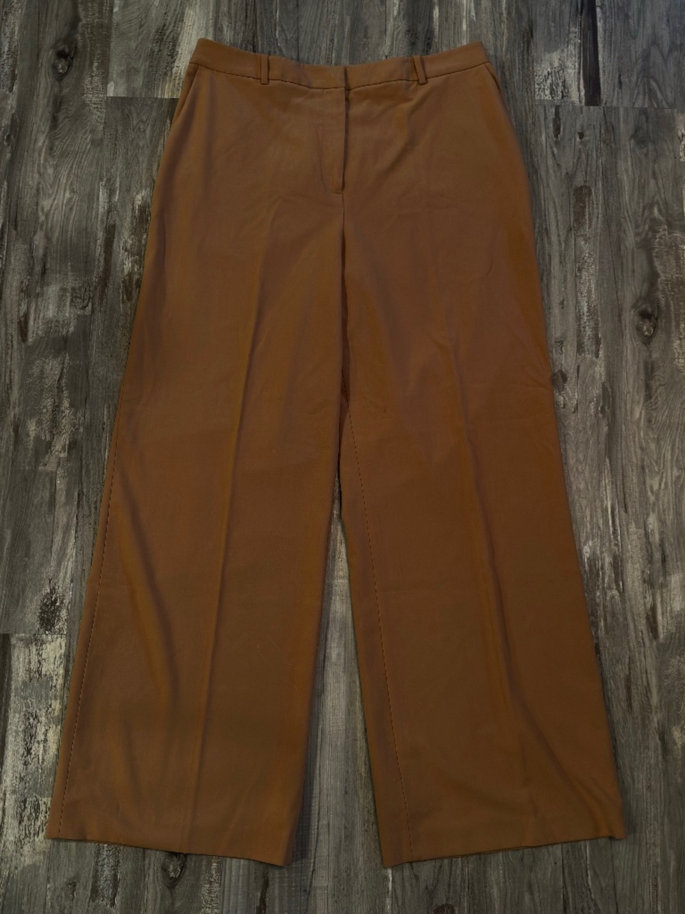 Calvin Klein Camel Brown Rayon Stretch Wide Leg Trouser-12